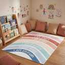 3.3 x 4 ft Calming Corner Classroom Rug Boho Rainbow Positive Affirmation Inspirational Corner Items Rug Educational Soft Fluffy Carpet Floor Mat for Nursery Homeschool Playroom Elementary