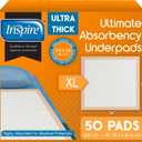 Inspire XL Super Absorbent Bed Pads for Chronic Incontinence 30 x 36 Ultra Thick 100 Grams | Bed Pads Disposable Adult Elderly Care | Chucks Disposable Underpads for Incontinence (50 Count)