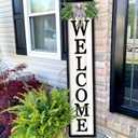 Surfapans Welcome Sign for Front porch Standing 45"X9"Large Wood Frame Outdoor Tall Welcome Signs Vertical Decor for Farmhouse Rustic Home Modern Outside Front Door Wall Decorations (Black)