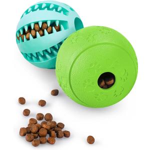 HIPPIH Dog Puzzle Toy 2 Pack, Interactive Dog Toys for Treat Dispensing, Durable Puppy Toys for Teething, Dog Treat Ball for Teeth/Slow Feeder/IQ Training/Playing, Blue-2.75, Green-3.14