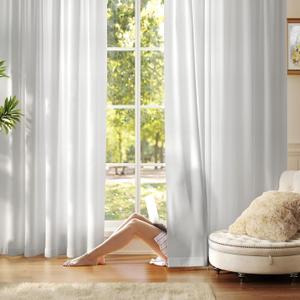Anmao Non-See-Through Privacy Semi Sheer Curtains for Living Room 84 Inch Length 2 Panels Set, Light Filtering That Let Light in Rod Pocket Window Drapes for Bedroom, 52W x 84L, Light Grey