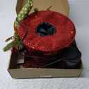 Red Christmas Tree Topper Hat Lighted 3D Christmas Projector Rotating Snowflake Projector LED Lights Green Santa Gnome Tree Topper Hat Christmas Tree Decoration Top Hat Ornaments Xmas Home Party Decor