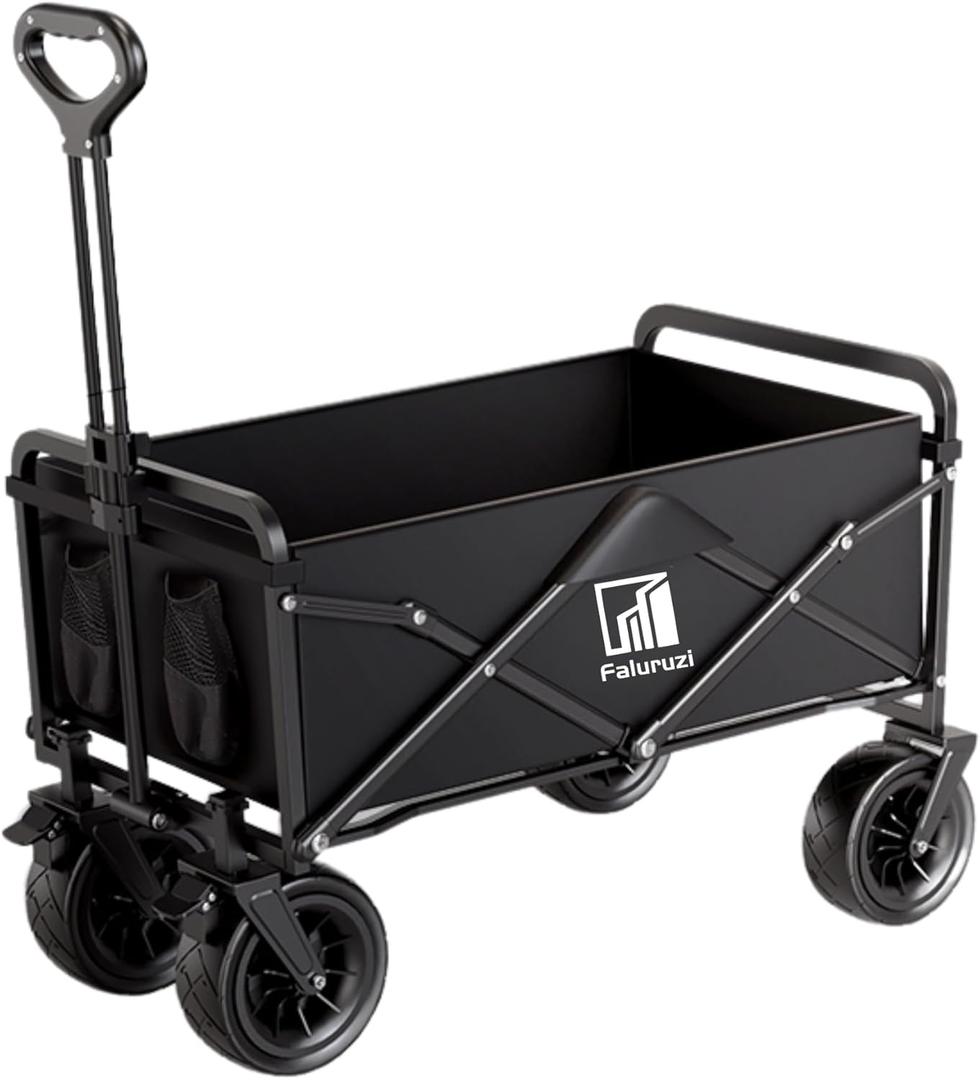 Collapsible Foldable Wagon,Heavy Duty Folding Wagon Portable,Beach cart,Portable Large Capacity Utility Wagon Cart for Camping Fishing Sports Shopping