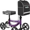 Aojin Knee Scooter for Adults for FootInjuries, 300lbs Capacity, All Terrain Foldable Knee Scooter Walker with Bag, 13" Wide Pu Seat, Compact Crutches Alternative (Purple)