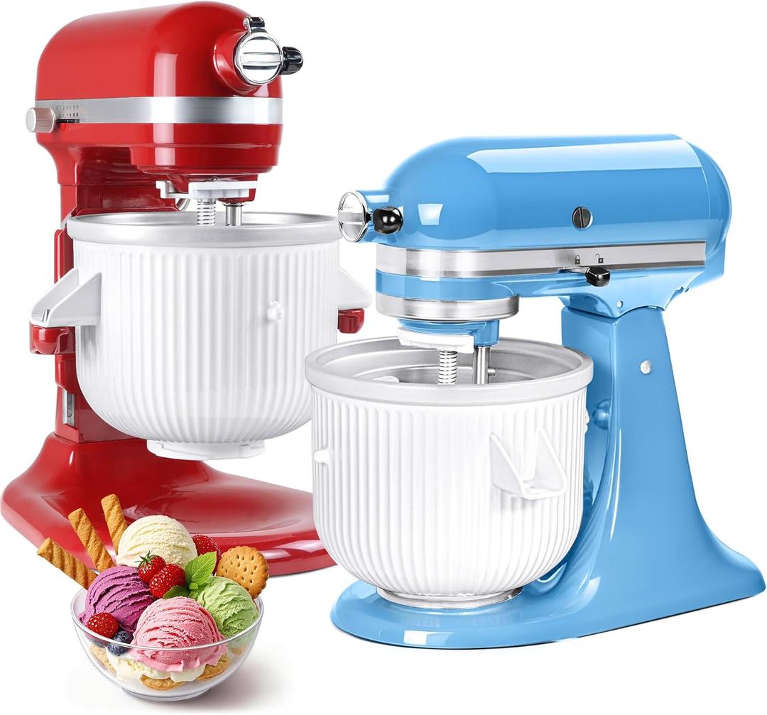 Ice Cream Maker Attachment for KitchenAid Stand Mixer, Compatible with KitchenAid 4.5/5QT/6QT accessories and attachments, 2 Quart for kitchenaid mixer attachments Frozen Yogurt/Gelato Maker