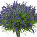 20 Bundles Artificial Plants Outdoor, UV Resistant Fake Flowers Realistic Faux Lavender Shrubs for Porch Garden Window Box Home Decoration (Purple)