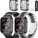 Compatible With Apple Watch Band and Case Iwatch Ultra 10 9 8 7 6 5 4 3 2 1 SE 49mm 45mm 46mm 44mm 42mm 41mm 40mm 38mm Series,Men Women Classic Classy Stainless Steel Metal BusinessREASDEN