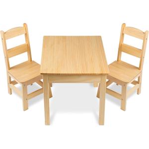 Melissa & Doug Solid Wood Kids Table and Chairs (2), Premium Quality Wooden Toddler Table and Chair Set for Kids Playroom Furniture & Montessori Classroom Furniture for Boys & Girls Ages 3+, 23.5 Inches X 20 Inches X 20.25 Inches