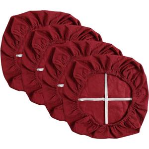 Seat Covers, High-Density Check Jacquard Ekedalen Seat Covers for Dining Kitchen Restaurant Banquet, Stretch Removable Washable Chair Seat Cushion Protector (4, Red)