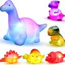 6 Packs Light-Up Floating Dinosaur Bath Toys Set, for Baby Toddler Nephew in Birthday Christmas Easter , Great Water Bathtub Shower Pool Bath Toy for Children Preschool