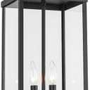 21'' Outdoor Pendant Lantern, 2-Light Modern Black Exterior Chandelier with Clear Glass, Hanging Porch Light for Patio, Yard, Foyer