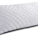 Oubonun Premium Adjustable Loft Quilted Body Pillows - Firm and Fluffy - Quality Plush - Down Alternative - Head Support Pillow - 21"x54" (White-gray Side)