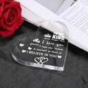 2 x Romantic Valentines Day Gift for Him  I Love You Heart Acrylic Paper Weights for Boyfriend or Husband,Birthday Idea (4.7" x 4.7" x 0.6")