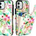 HAOPINSH for iPhone 12/ iPhone 12 Pro Wallet Case with Card Holder, 360°Rotation Ring Kickstand, Colorful Florals Pattern, RFID Blocking Leather for Girls Women, Double Buttons Protective Cover 6.1"