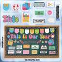 2 x This is Our Year Bulletin Board Set Inspirational Composition Notebook Classroom Decor, Growth Positive Affirmations Notebook Happy Face Cutouts for Back to School Classroom Wall Chalkboard Supplies