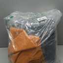 HIGOGOGO Round Stuffed Pouf Ottoman, Pu Leather Poufs with Foam Chunk Filling, Furry and Fluffy Pouf Foot Stool Storage Ottoman, 20 X 15 Floor Poufs Foot Rest for Living Room, Orange