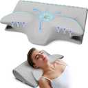 Cervical Pillow for Neck Pain Relief, Cooling Contour Memory Foam Pillows Support Odorless Ergonomic Neck Pillow Adjustable Orthopedic Bed Pillow for Side Back Stomach Sleeper with Pillowcase,fmd