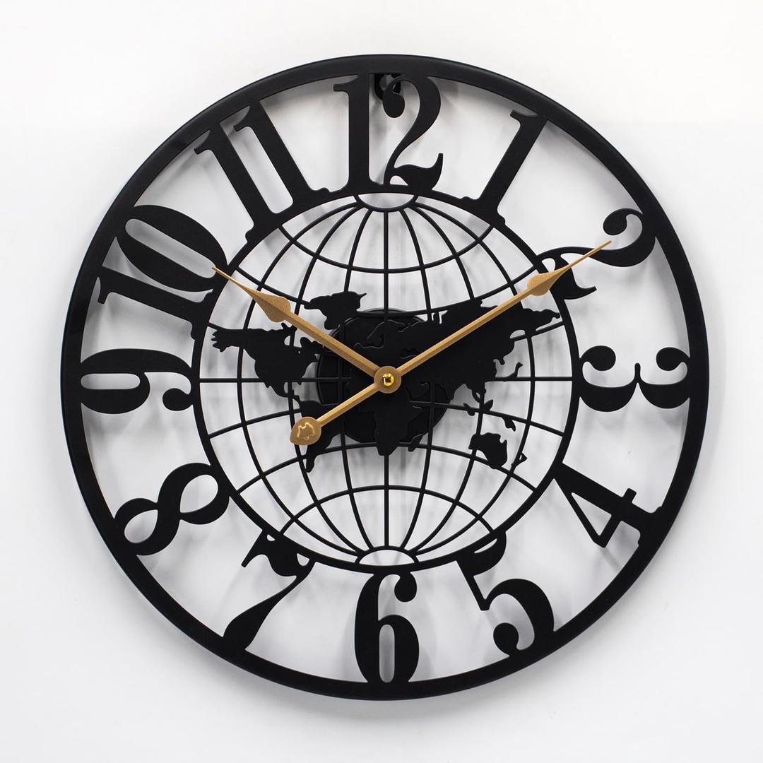 16 inch Metal Wall Clock for Room Decor - Roman Numerals Clock for Kitchen - Big Wall Clock Decorative - Battery Operated Clocks - Analog Quiet Clock for Bedroom, Kitchen, Office, Wall Decor