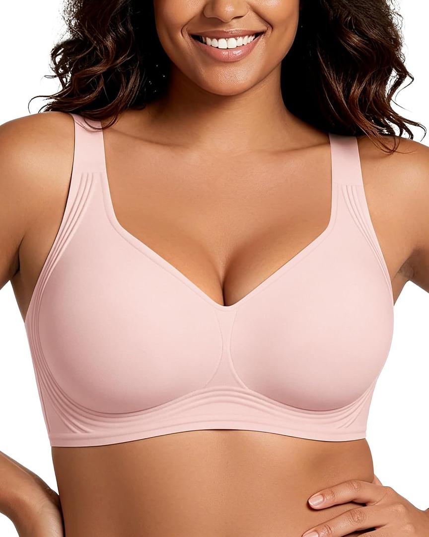 HORISUN Wireless Full Coverage Supportive Bras for Plus Size Women | no underwire comfortable,jelly support lift,seamless everyday bra,push up,for old women large breast,minimizer