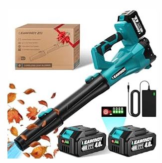 Leaf Blower Cordless 6 Speed Mode, 650CFM 290MPH Cordless Leaf Blowers with 2 X 4.0ah Batteries And Charger, 21V Electric Snow Blower, Gift Lawn Blower for Patio Cleaning, Lawn Care, Blowing Leaves (Blue)