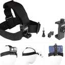 Head-Mounted Mobile Phone Holder,First-Person View Video Outdoor Live Shooting Bracket with Phone Clip(4"-7") for iPhone Samsung Smartphones and GoPro Insta360 Sony DJI Action Camera Head Mount Strap