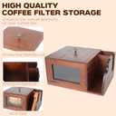 3 in 1 Coffee Filter Holder, Coffee Filters Storge Organizer with Lid for Home Kitchen Barista (Brown)
