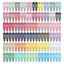 Hair Clips, KUBOM 120-Pack Metal Snap Hair Barrettes Barettes and Hair Clips for Girls,Toddlers,Kids,Women, Baby and Fine/Thick hair - 2inch (Colored Candy and Pattern)
