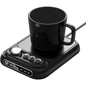 Coffee Mug Warmer with 5 Temps, Coffee Cup Warmer for Desk Faster Heat-Up & 1-10H Timer, Smart Electric Beverage Warmer with Auto Shut Off & LCD Display, Ideal Gifts for Coffee,Tea,Milk,Cocoa (NO CUP) (Black)