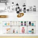 Clemate 6Pack Stackable Kitchen Storage Organizer, Pantry Organizers and Storage, Clear Foods Organizer Bins with Handles, Easily Assemble for Bathroom, Kitchen, Pantry, Cabinet, Closet