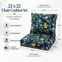 Outdoor Patio Seat/Back Chair Cushion Set 22"x22" Waterproof