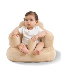 AGITVPS Upgrade Inflatable Baby Seat with Tray for Babies 3-36 Months, Built in Air Pump Bumbo Seat with Tray, Baby Chair Sit Me up Floor Seat for Baby, Learning to Sit&Feeding (Velvet Pillar-Camel)