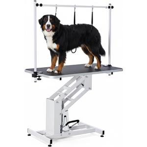 Garvee 43.3 in Hydraulic Pet Grooming Table, Professional Hydraulic Grooming Table w/Max 350 LBS Loading Capacity, 3 Adjsutable Nooses, Adjustable Height Range 22 in -39 in