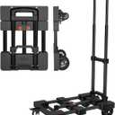 Heavy-Duty 500LB Capacity Hand Truck with One-Touch Retractable Handle & Extendable Plate, Portable Collapsible Dolly Cart with 4 Wheels w/Brakes Folding Luggage Cart for Travel/Home Use, Black