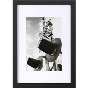 ONE WALL Tempered Glass 9x13 Picture Frame with Mats for 6x9 Photo, Black Wood Frame for Wall and Tabletop - Mounting Hardware Included