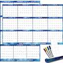 32" x 48" 2026 Wall Calendar Dry Erase - Large Starry Sky Calendar Wet & Dry Erasable Laminated 12 Month Annual Yearly Planner, Reversible, Horizontal/Vertical, Blue