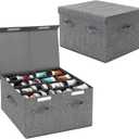 2 Pack Shoe Storage Box Fits 32 Pairs, Large Shoe Organizer with Lid and Adjustable Dividers for Closet, Shoes, Sneakers and High Heeled, Foldable and Stackable (Grey) 21 x 17 x 13 in/53 x 43 x 33 cm