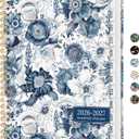 2 x Academic Planner 2026-2027, Monthly and Weekly Calendar Planner, July 2026 - June 2027, Pretty Hardcover Teacher Student Planning Agenda Book with Tabs, Fit for School Office Supplies, 6.3" x 8.5", Blue Floral