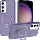 ZIYE Magnetic for Samsung Galaxy S23 Case with Stand[Compatible with MagSafe]Shockproof Magnetic Kickstand Slim Translucent Cover for Samsung Galaxy S23 Case with Ring Stand,Purple