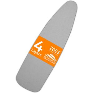 Ironing Board Cover and Pad | 100% Cotton Cover with Padding Standard Size with Aluminum Coating | Heat-Reflective Ironing Board with Elastic Edges Set | 54"x15" Grey (Gray)