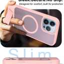 Magnetic Compatible with iPhone 12 Pro Max & iPhone 13 Pro Max Case, [Built-in Invisible Kickstand][Compatible with Mag-Safe] Slim Translucent Matte Phone Case for iPhone 12/13 Pro Max, Pink