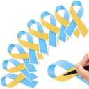 60 Pieces Down Syndrome Awareness Accessories Bulk Down Syndrome Awareness Paper Ribbons Social Event Supplies for Donation Support Care Decorations Men Women, 4 x 7 Inches