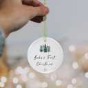 Babys First Christmas Ornaments 2025 Babies First Christmas Ornament Baby's 1st Ornament for Boys Girls Round Ceramic Decoration with Gift Box&Ribbon (2.9" (New Baby-green Christmas Tree)