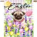 Happy Easter Pug Garden Flag 28x40 Double Sided Bunny Ear Dog Flags Buffalo Plaid Rabbit Eggs Yard Flag for Outside Large Floral Spring House Flags