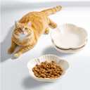 Cat Food Bowls, Ceramic Cat Plates, Dish for Food, Water and Snack, 4.72 Inch, Indoor and Outdoor Use, Kitten Puppy and Small Animals Bowls Set of 3 (White)