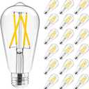 Hizashi Led Edison Bulbs Dimmable, 6W Equivalent 60W, 3000k Soft White, Vintage E26 Base Light Bulbs, 700LM, UL Listed, High CRI 95+ Eye Protection, Clear Glass, Pack of 18