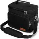 Tiblue Insulated Lunch Bag for Women/Men, Reusable Lunch Box for Office Work School Picnic Beach, Leakproof Freezable Cooler Bag with Adjustable Shoulder Strap for Kids/Adult(Large, Black)