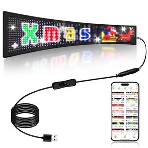 LED Sign, 23"x5" Programmable LED Sign with Bluetooth APP Control - Huge Bright Scrolling Text/Animations for Car, Store, Christmas Advertising (Pre-Made & Custom Modes)