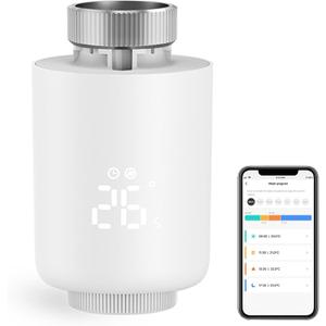 Smart Thermostat Radiator Valve: Programmable Thermostatic Valve, Zigbee Thermostat for Temperature Adjustment, App Control, Tuya Zigbee Hub Required, Compatible with Alexa, Google Home (White)