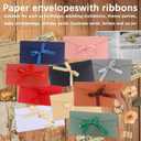 50 Pieces Bronze Envelopes with Bow Tie Closure, Paper Greeting Card Holders for Invitations Mail Postcard Bills Wedding Party Favors Business Cards, 8.66 x 4.33 Inches