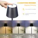 CHLORANTHUS 2 Pack Cordless Table Lamps, 3 Colors Stepless Dimming, 5000mAh Rechargeable Battery LED Desk Lamp for Bedroom/Couple Dinner/Desk/Cafe/Dining Room/Terrace